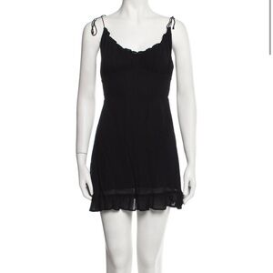 Reformation V Neck Mini Elegant Black Sleeveless Dress M 6